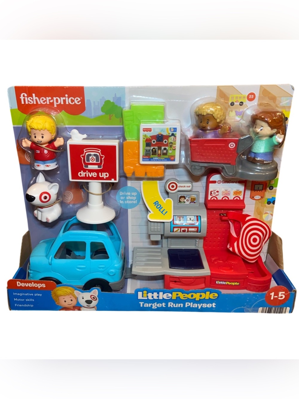 Fisher-Price Little People Target Run Playset - Blue Car & Red Target